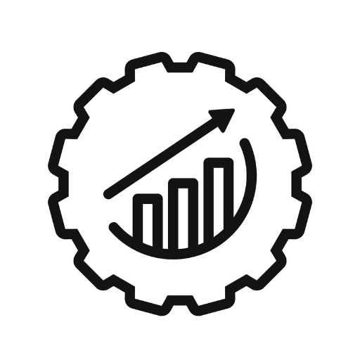 Icon Zahnrad und steigendes Diagramm