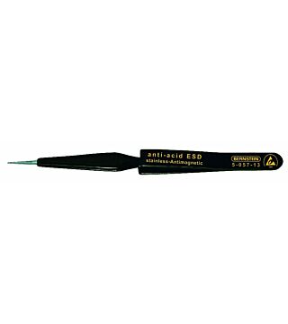 ESD SMD cross tweezers 120mm Form 53 stainless steel, self-holding, dissipative