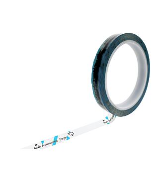 ESD adhesive tape with ESD warning symbol, transparent/light blue, 36m, various versions