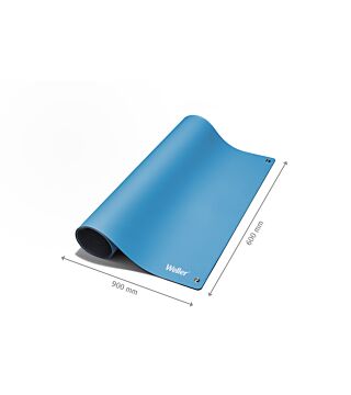 ESD table mat set, blue, 600 x 900 mm, two snap fasteners