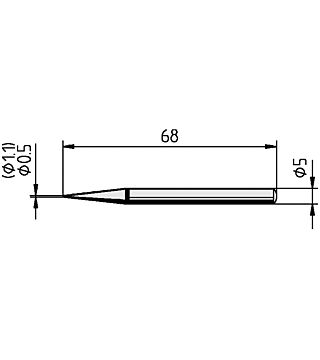 Soldering tip for ERSA 30 S, straight, pencil point, 1.1 mm, 0032BD