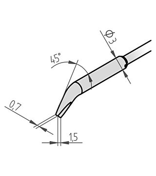 Desoldering tip set, angled chisel-shaped 1.5 mm, 0462MDLF015
