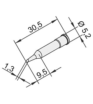Soldering tip for i-Tool, straight, bevelled, 1.3 mm, 0102ADLF13