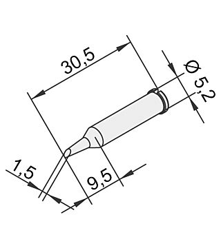 Soldering tip for i-Tool, straight, bevelled, 1.5 mm, 0102ADLF15