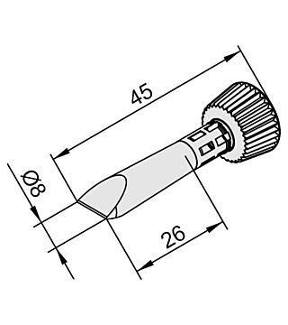 Soldeerstift voor i-Tool, recht-conisch, beitelvormig, 8 mm, 0102CDLF080C