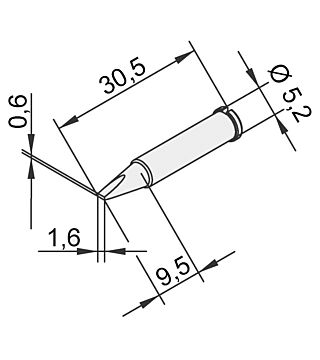 Lötspitze für i-Tool, gerade, meißelförmig, 1,6 mm, 0102CDLF16