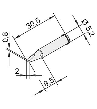 Punta di saldatura per i-Tool, diritta, a forma di scalpello, 2 mm