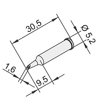 Lötspitze für i-Tool, gerade, PowerWell mit Hohlkehle, 1,6 mm, 0102WDLF16