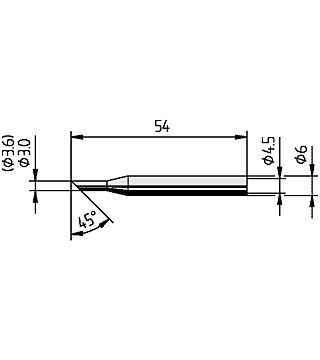 Soldering tip for Multitip C15 / Tip 260, straight, bevelled, 3.6 mm, 0162LD