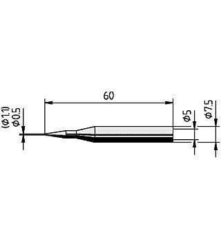 Soldering tip for Multitip C25, straight, pencil tip, 1.1 mm, 0172BD