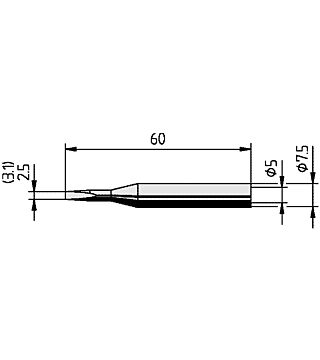 Soldering tip for Multitip C25, straight, chisel tip, 3.1 mm, 0172KD