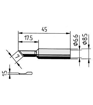 Soldering tip PLCC-blade, straight, 1.5 mm, 0832AD