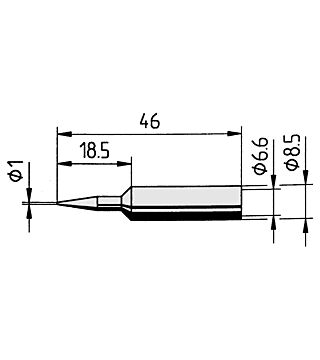 Soldering tip, straight, pencil tip, 1.0 mm, 0832BD