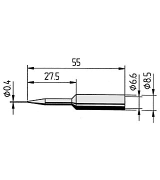 Soldering tip, straight, extended, pencil tip, 0.4 mm, 0832UDLF
