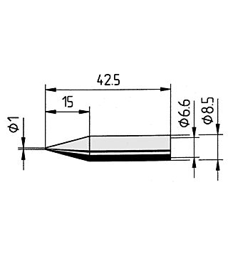 Soldering tip, straight, pencil tip, 1.0 mm, 0842BD