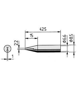 Soldering tip, straight, chisel-shaped, 2.2 mm, 0842CDLF