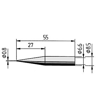 Soldering tip straight, extended, pencil point, 0.8 mm, 0842SD