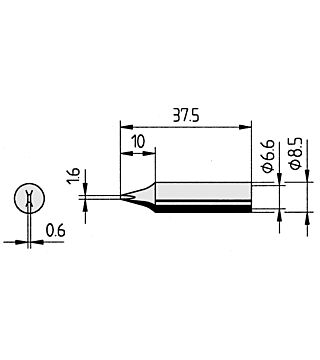 Soldering tip straight, chisel-shaped, 1.6 mm, 0842YDLF