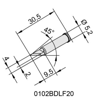 Soldering tip for i-Tool, straight, PLCC blade, 2 mm, 0102BDLF20