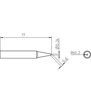 RTP 004 B Pico Weller soldering tip, bevel cut Ø 0.4 mm