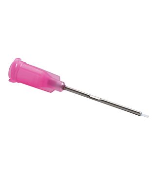 Dosing needle, PTFE insert, pink, 1" straight, Gauge 25, ID= 0.30 mm