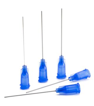 Dosing needle blue, 1.5", straight, Gauge 22, ID= 0.41 mm