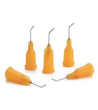 Dosing needle curved, 45°, orange, 0.5", Gauge 23, ID= 0.33 mm