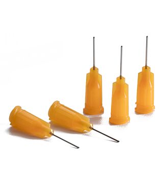 Dosing needle beveled, 0.5", orange, gauge 18, ID= 0.33 mm