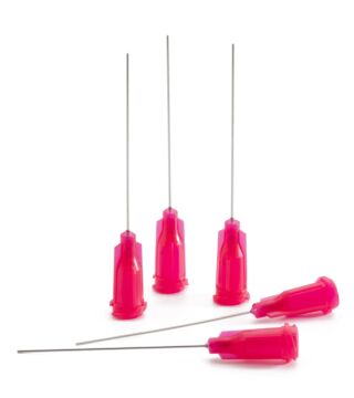 Dosing needle red, 1.5", straight, Gauge 25, ID= 0.25 mm