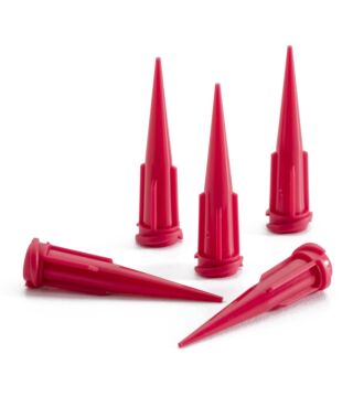 Dosing needle conical, Opaque rigid, red, Gauge 25, ID= 0.25 mm