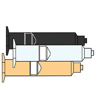 Dispensing syringe barrel, 55 cm³, amber