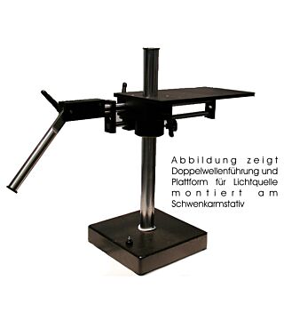 Double shaft guide for swivel arm stand