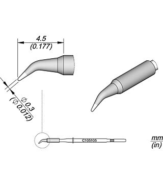 Soldering tip conical bent, D: 0.3 mm, C105105