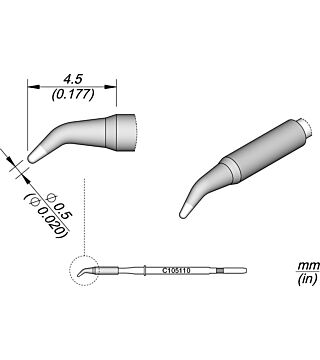 Soldering tip conical bent, D: 0.5 mm, C105110