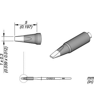 Soldering tip chisel-shaped, straight, 1 x 0.3 mm, C105213