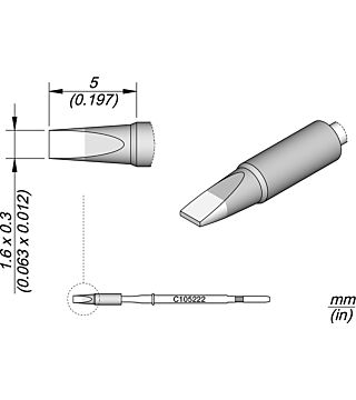 Soldering tip chisel-shaped, straight, 1.6 x 0.3 mm, C105222