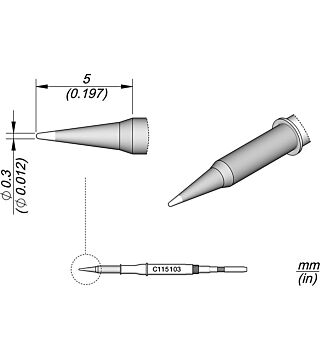 Conical soldering tip, D: 0.3 mm, C115103