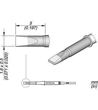 Chisel-shaped soldering tip, 1.8 x 0.5 mm, C115114