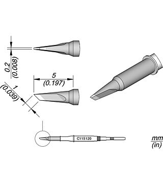 Knife-shaped soldering tip, 1 x 0.2 mm, C115120