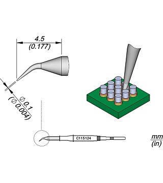 Soldering tip conical bent, D: 0.1 mm, C115124