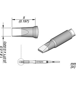 Chisel-shaped soldering tip, 1.8 x 0.5 mm, C115214