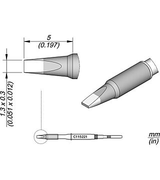 Chisel-shaped soldering tip, 1.3 x 0.3 mm, C115221