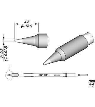 Soldering tip for T210-A / T210-NA, pointed, straight, C210001