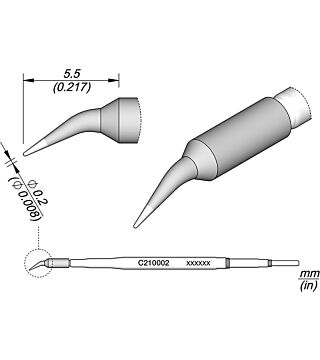 Soldering tip for T210-A / T210-NA, pointed, angled, C210002