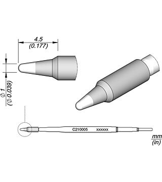 Soldering tip for T210-A / T210-NA, round, straight, C210005