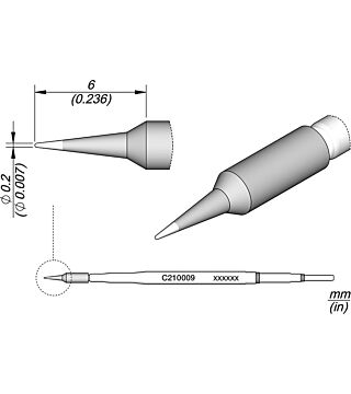Soldering tip for T210-A / T210-NA, slim, pointed, C210009