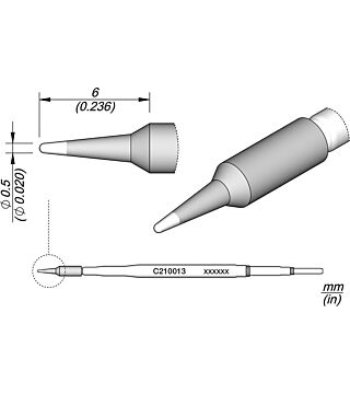 Soldering tip for T210-A / T210-NA, slim, pointed, C210013
