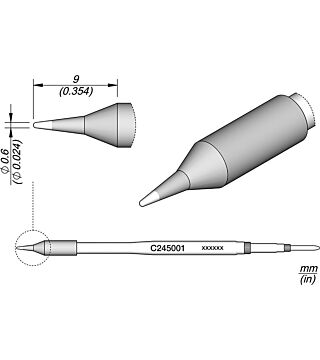 Soldering tip conical, D: 0.6 mm, C245001
