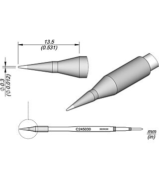 Conical soldering tip, D: 0.3 mm, C245030