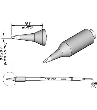 Soldering tip chisel-shaped 0.8 x 0.4 mm for T245, C245159E